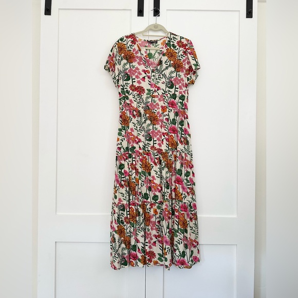 Liza Byrd Pink and Orange Floral Maxi Dress - Picture 1 of 8